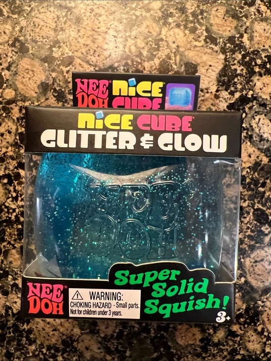 NeeDoh Other - NeeDoh Nice Cube Glitter & Glow Super Solid Squish - Teal Glitter